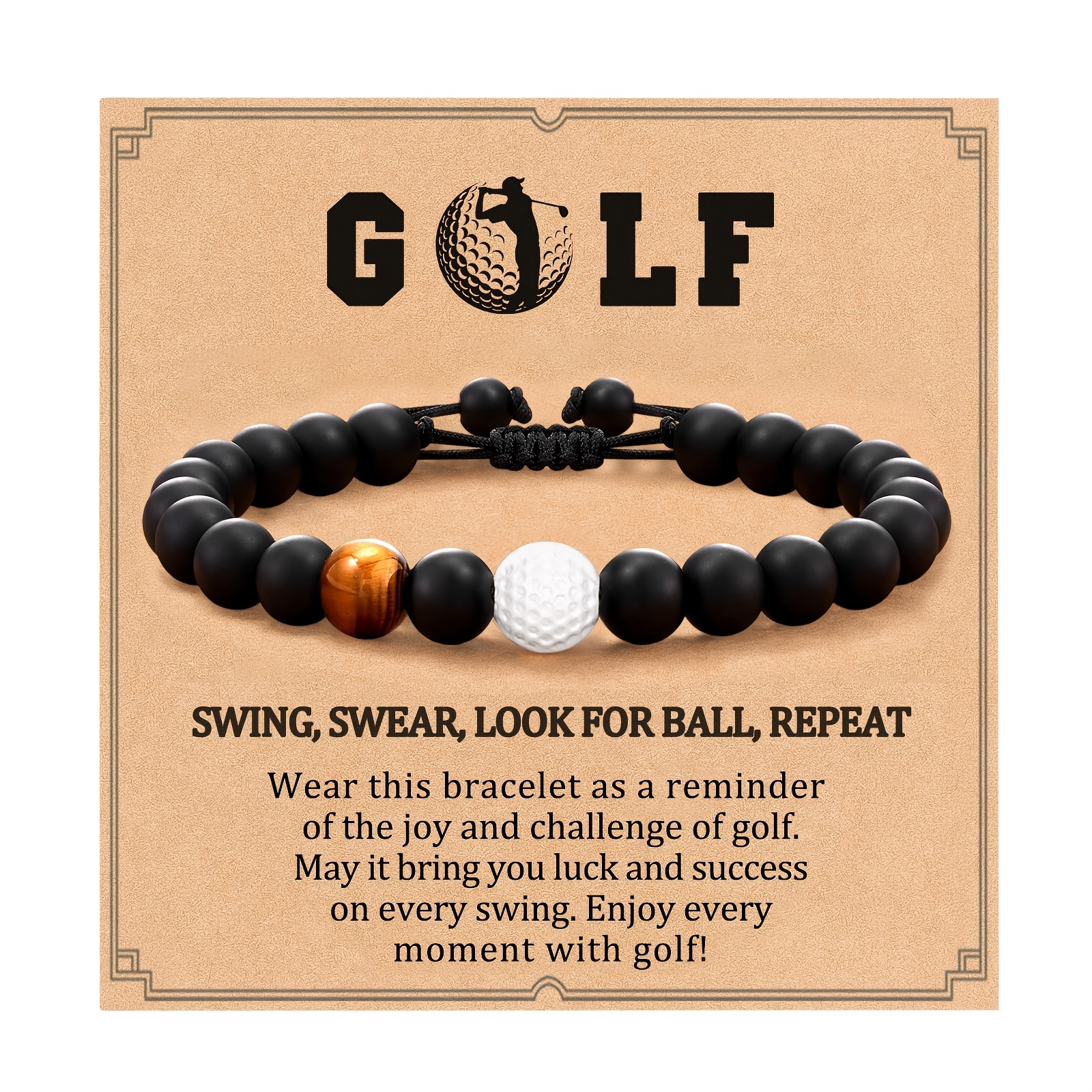 TEMU Golf Bracelet Matte Onyx Protection Good Luck Bracelet Golf Lovers Gift For Birthday Colleagues Holiday Gift Fashion Sports Bracelet