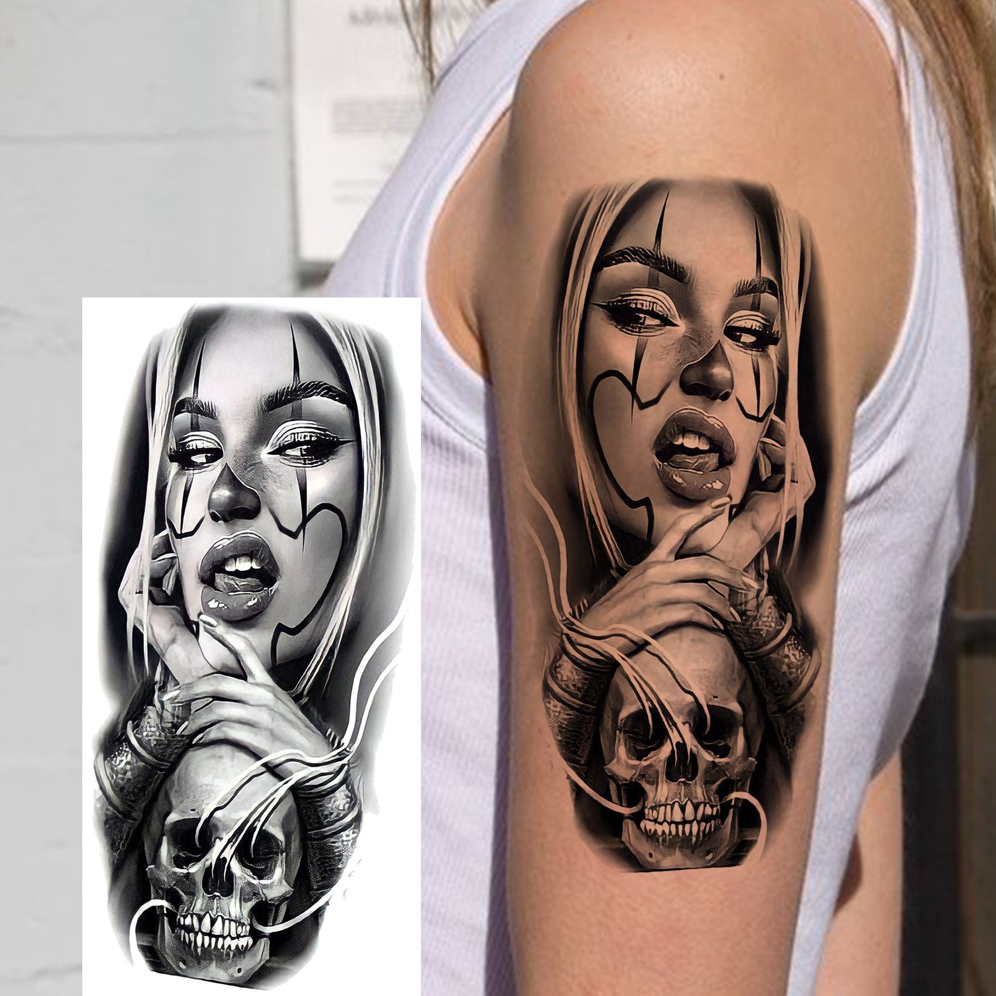 drawings chicano skull tattoo sold on Temu United States, image size:1999x1999