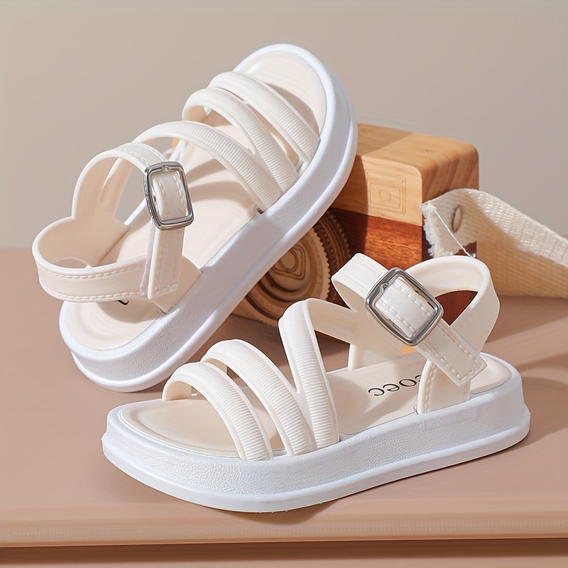 TEEOEC Girls' Sandals - Lightweight Breathable PVC with Adjustable Straps, Thick Cushioned Sole & Tassel Details - Durable Summer Beach Shoes for Youngsters & Youngsters (Black & Pink), Cute Sandals, Everyday Youngsters Wear, Casual Youngsters Footwear, Sweet Style Footwear, Insole, Minimalist Design, Soft Material, Youngsters Footwear