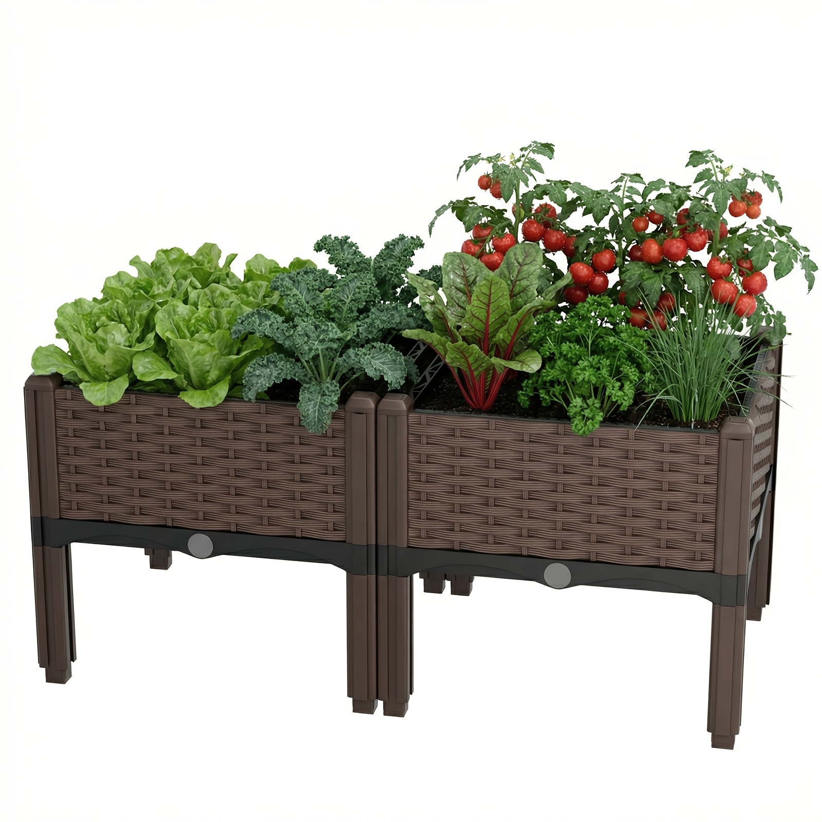 TEMU Grand pot de fleurs surélevé multifonctionnel, version améliorée avec système de drainage, pot de augmentant en plastique durable, adapté à et ,