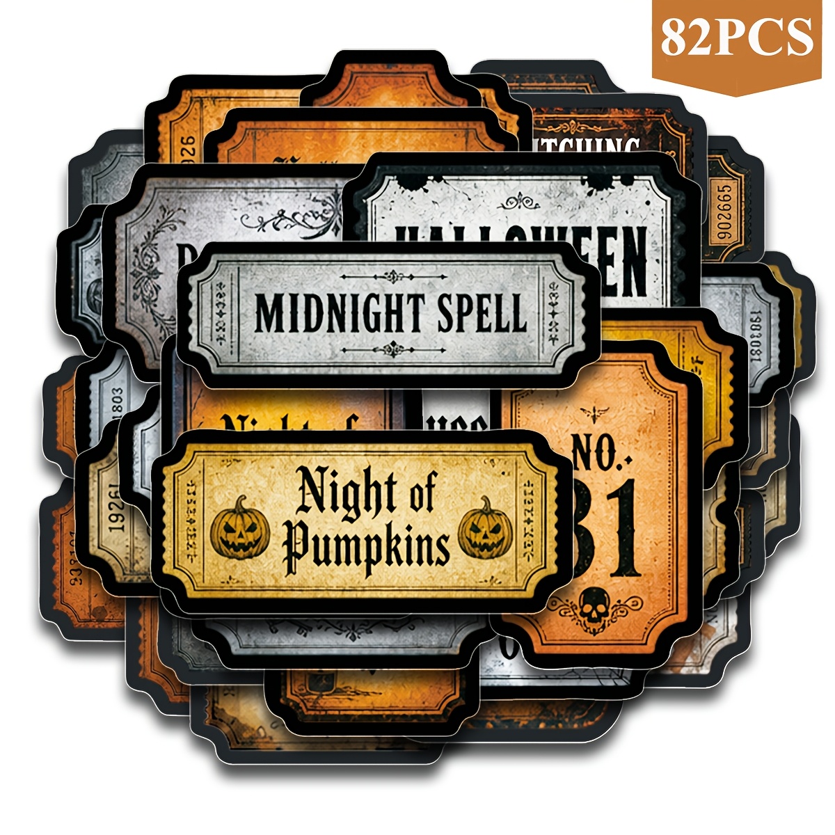 TEMU 82pcs/4 Sheets Vintage Halloween Gift Labels Stickers, Spell Bottle Labels With Border Design, Gothic Halloween Stickers For Water Bottles,