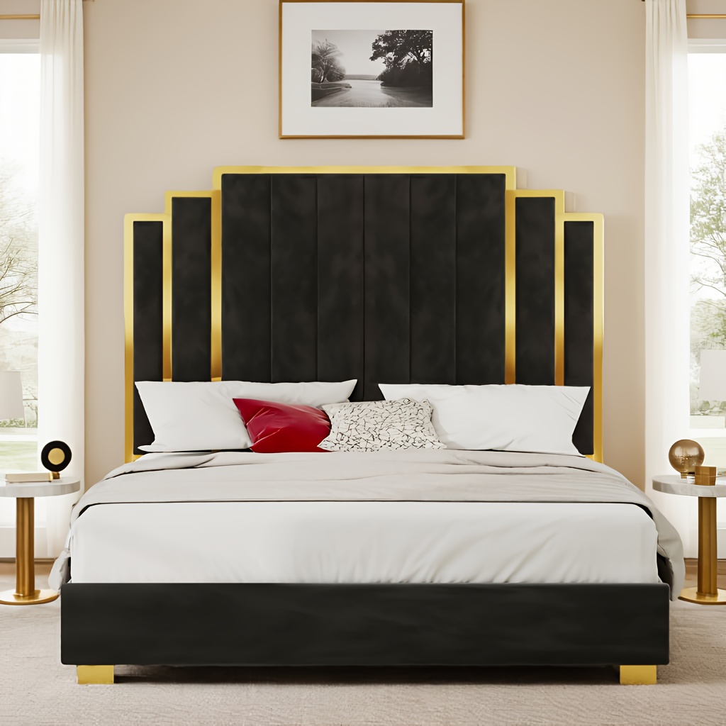 LUXOAK Modern Upholstered Bed Frame with 65