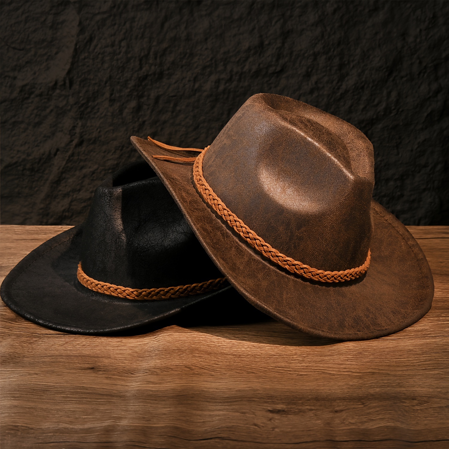 

1pc Cowboy Hat, , Distressed Hat For Men And Women, For , Parties, And , And , Of Polyester , Non-stretch, , , No , Decorative