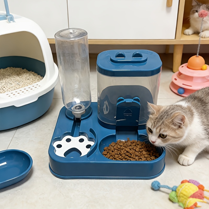Smart Pet Feeder And Water Dispenser Set, Easy Assembly, Suitable for Cats And Small Dogs, Blue, Pink, Gray, Green, Yellow Available, Transparent/White 2 Specifications Available, Ideal Gift for Relatives, Friends, Colleagues, Non-Electric