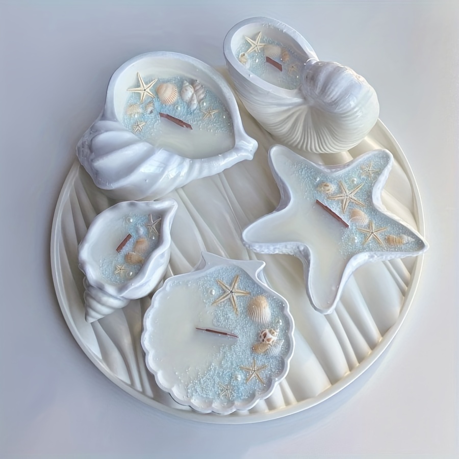 

1pc Conch Starfish Shell Silicone Mold For Diy Flower Pot Succulent Pot Storage Jar Plaster Ornament Aromatherapy Candle Holder Making
