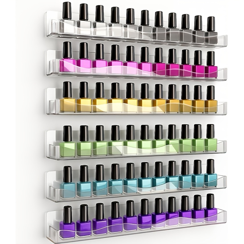 TEMU 6pcs Acrylic Nail Polish Storage Box, Nail Art Supplies, Wall-mounted Nail Polish Rack, Suitable For Salon Retailers