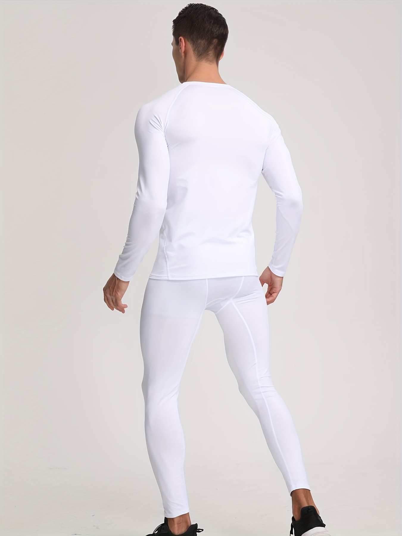 Conjunto de ropa interior térmica de larga de piezas para hombre, capa  base deportiva elástica y transpirable, color cuello p