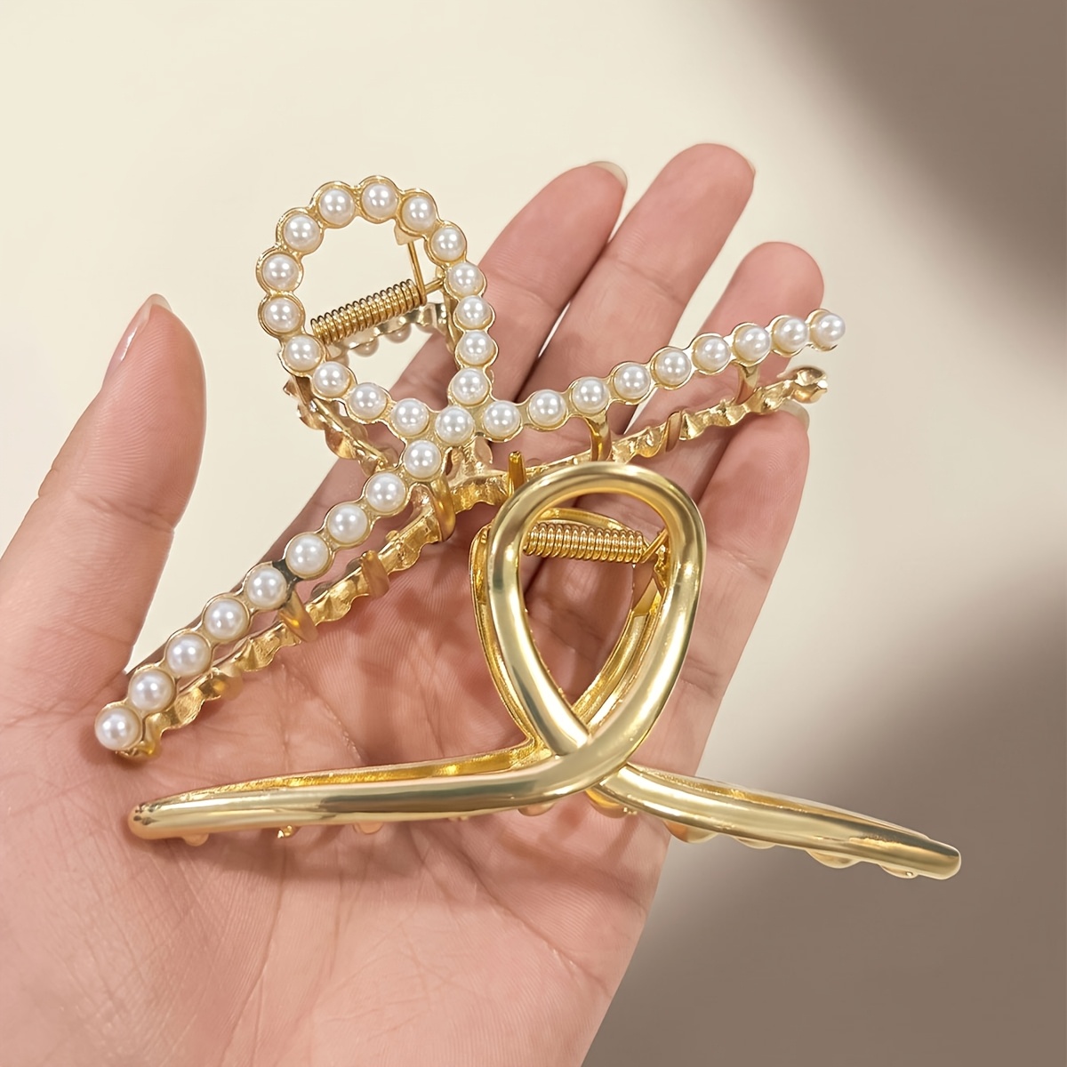 TEMU 2pcs Elegant Metal Claw Clip Set, Vintage Golden Cross Twist Hair Clip, Large Non-slip Thickened Hairpin, For Ponytails And Buns, Suitable For