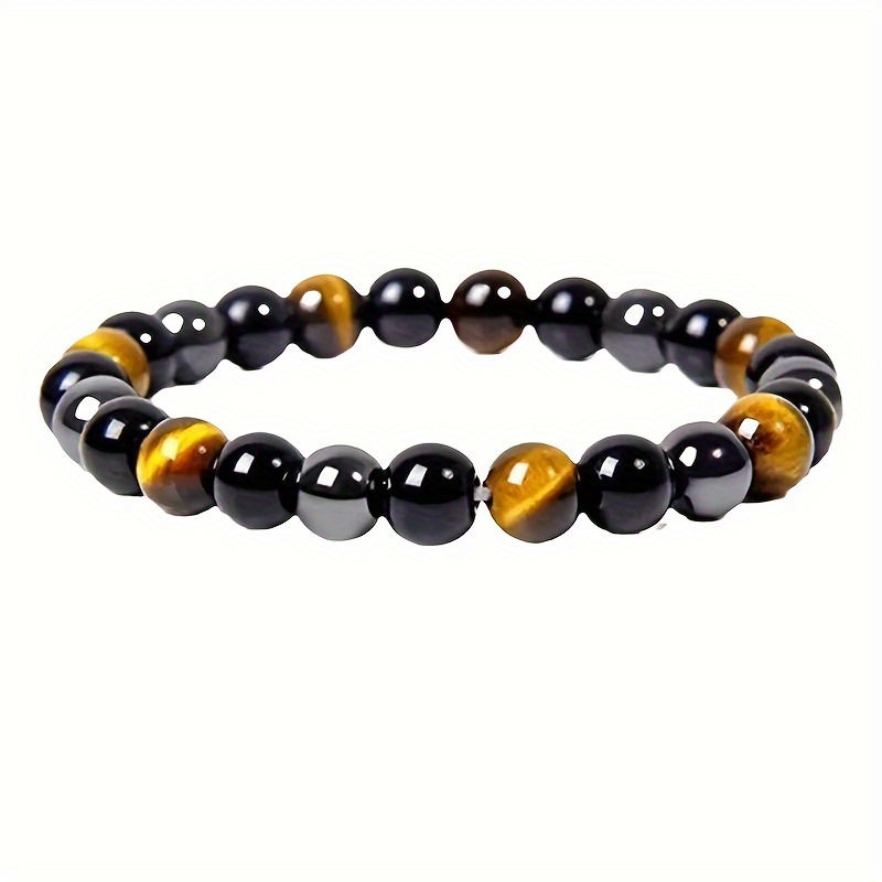 

1pc Men' Hematite Tiger Eye Bracelet, Women's And Men's Stainless Steel Bracelet, Father's Day Gift