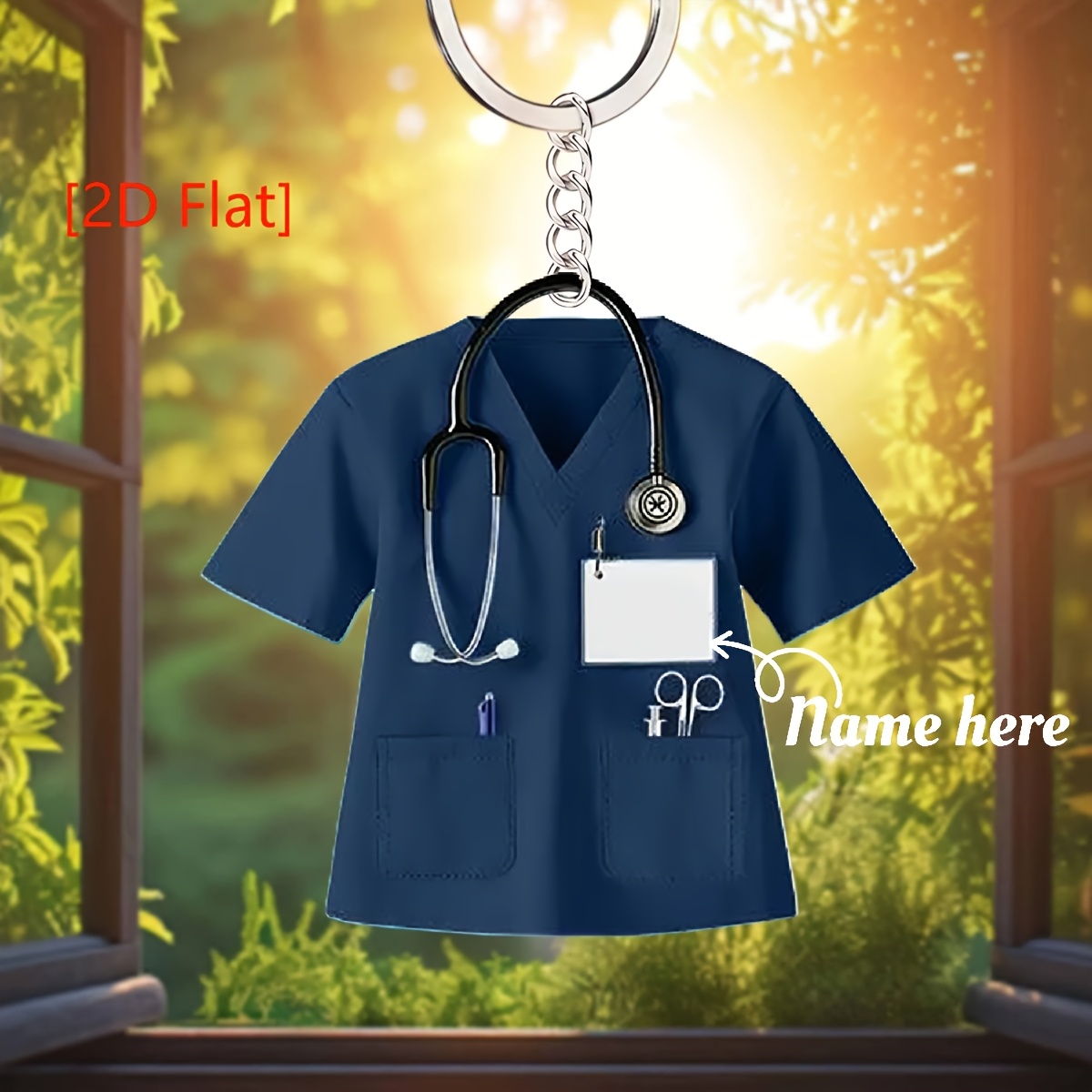 TEMU 2D-flach, [2D-flach] Personalisierter Krankenschwester-Schlüsselanhänger, Individueller Krankenschwester-Schlüsselring,
