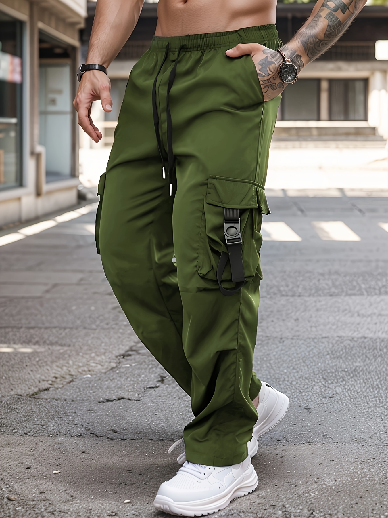 Pantalon hip-hop décontracté pour homme - Couleur unie