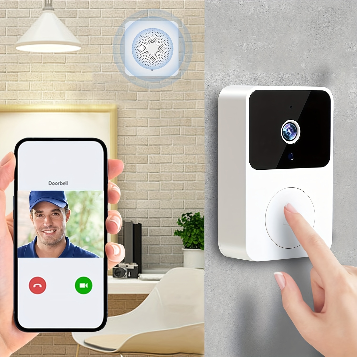Wireless Video Doorbell with Two-Way Communication, Wi-Fi Connectivity, High Definition, Night Vision Capabilities, Remote Control Via App, Easy Setup, And HD Cameras for Home Security