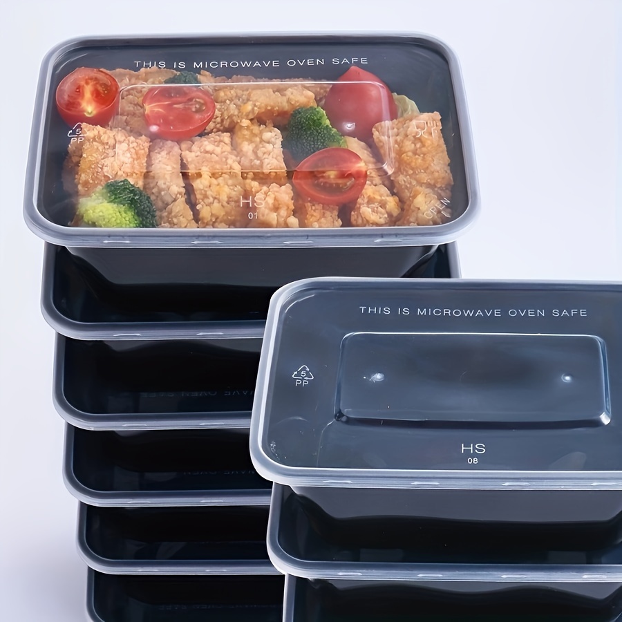 30 pack bpa free plastic food storage containers with lids leakproof stackable microwave safe meal prep boxes for home and school ideal for christmas halloween hanukkah thanksgiving 17 22 26 oz black rectangular take out bento boxes details 0