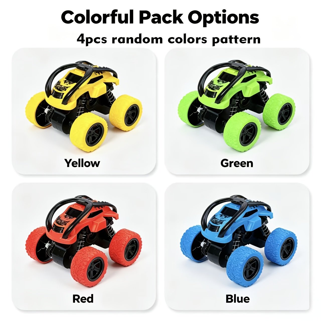 TEMU Monster Truck Toy, Battery-free, Manual Operation, Made Of Plastic. Ideal For Indoor And Outdoor Family Fun And Parent-child Interaction.