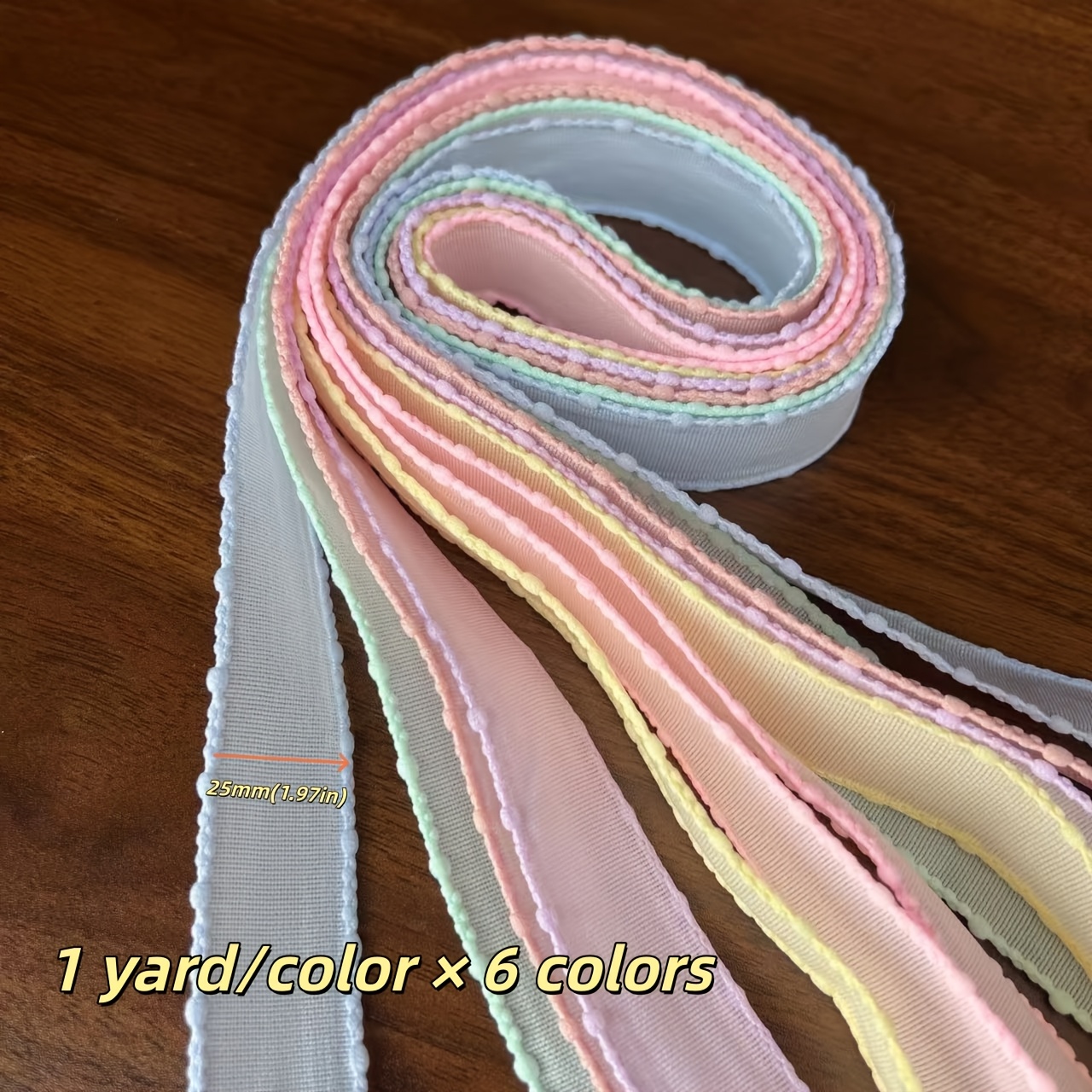 Image of 6-pack Macaron Color Ribbon | 2.5cm Wide Handmade Hair Accessory Packaging Ribbon, Diy Bow Hair Clip And Hair Tie Material, Diy Yarn Ribbon