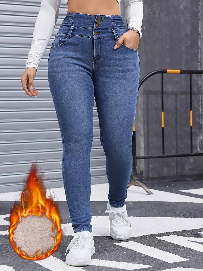 Jean Taille Haute Femme Gainant Skinny - Coupe Slim, Stretch, Pour Un Look Chic Et Décontracté