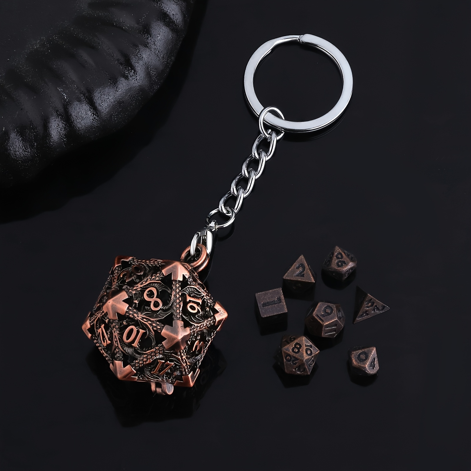 d20 hollow box mini dice holder portable keychain suitable d