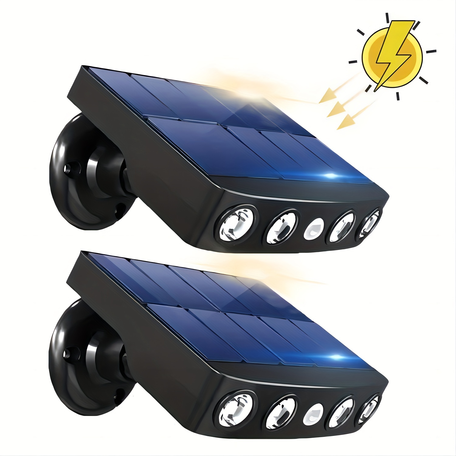 

Lot de 2 lampes solaires extérieures, LED de sécurité avec détecteur de mouvement et tête réglable à 360°, équipés de 3