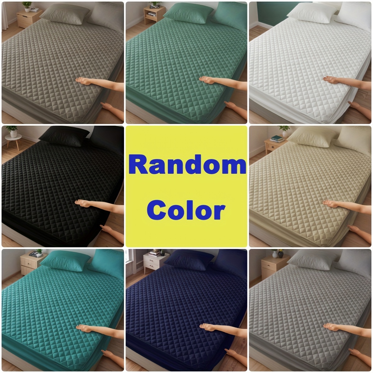 TEMU 1pc Soft And Comfortable 100% Waterproof Mattress Protector, Multiple Random Color , Cooling Breathable Noiseless Mattress Pad Cover, Up To 18