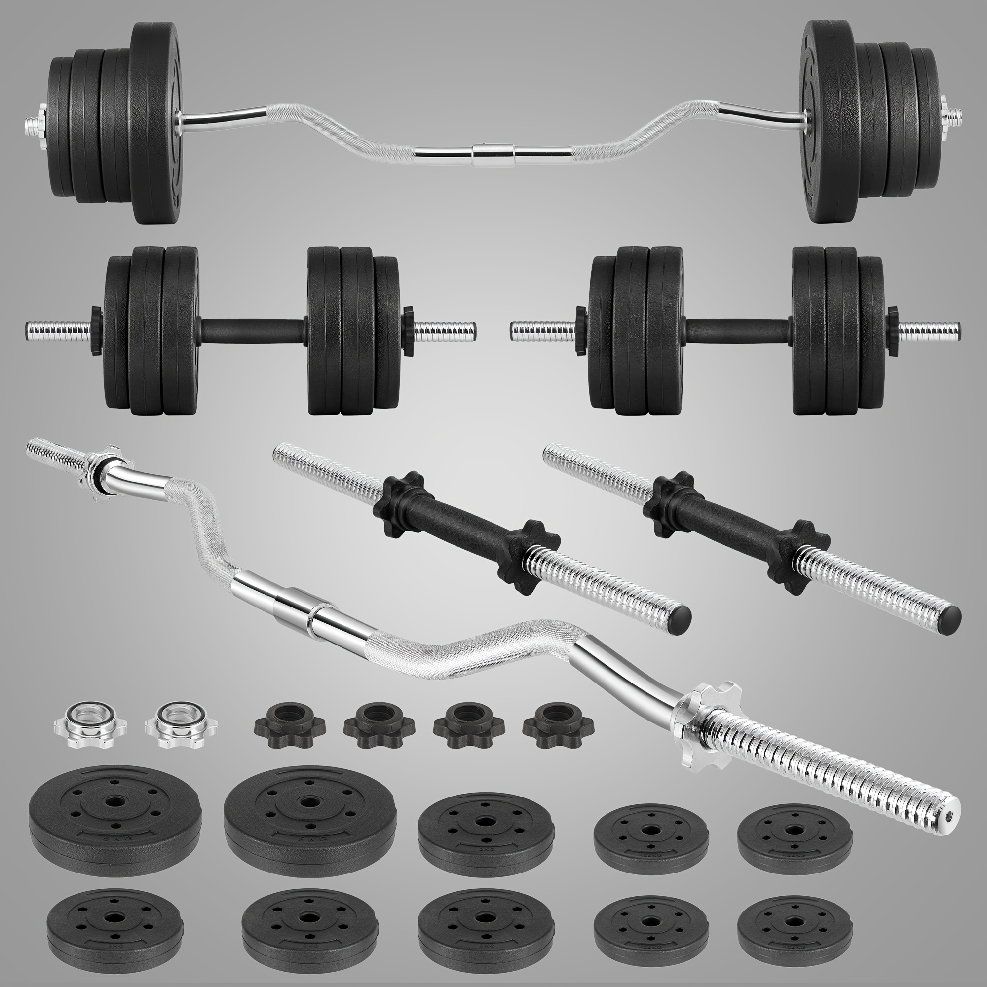 TEMU 25/45/66 Lb 2-in-1 Adjustable Dumbbell Set (with Connecting Rod), Weightlifting Dumbbell Set Used As A Barbell To Full-, Suitable For Home Gym Training