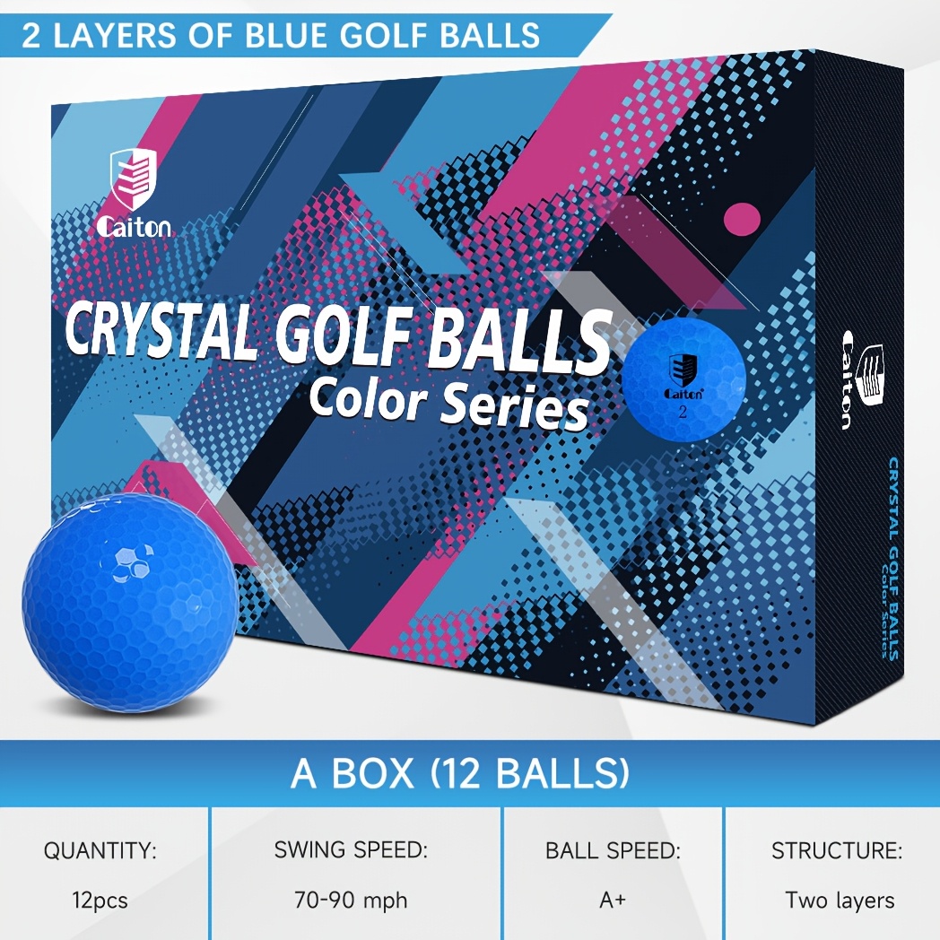 TEMU Caiton 12pcs Distance+ Golf Balls – Featuring A 2-layer With A Crystal Finish, Balls Offer High Visibility, Improved Control And Accuracy, And