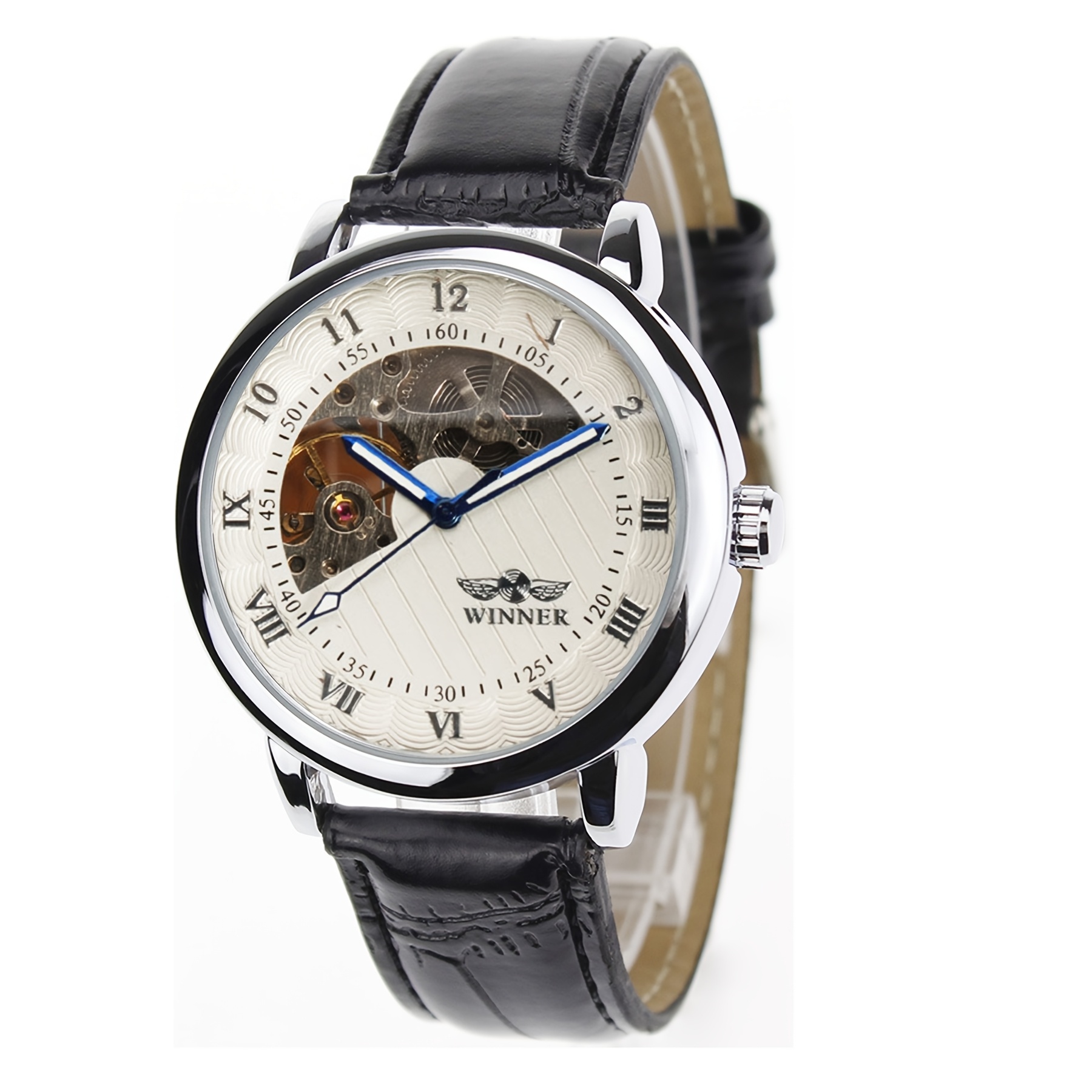 Automatic Mechanical Watch Fashion Wristwatch Skeleton Watch Gift Idea, Without Battery