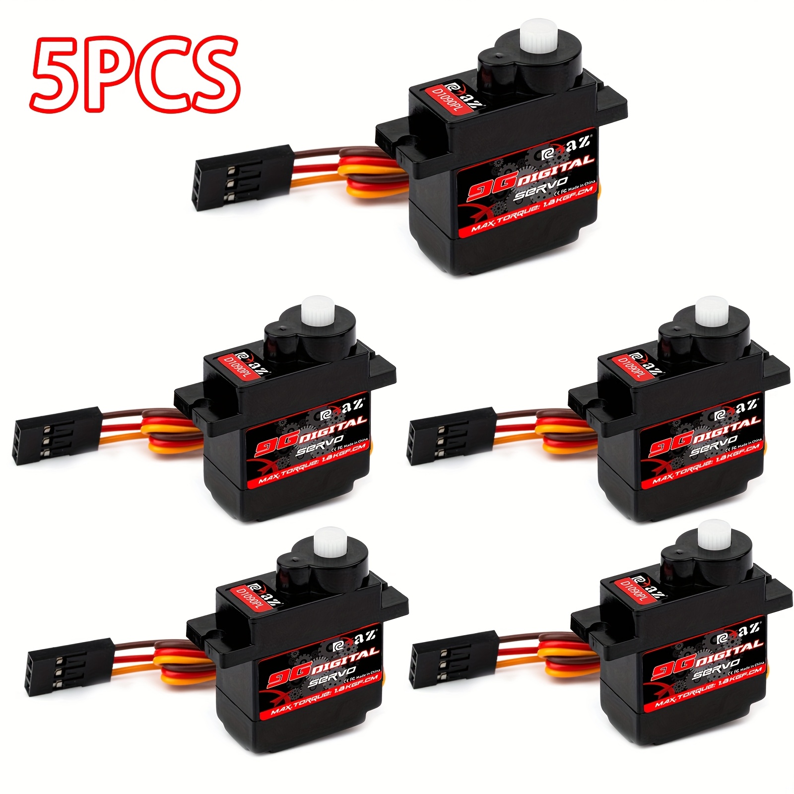 Image of 1-5pcs Rcxaz 9g Plastic .6kg Digital , Suitable For Remote-controlled Fixed-wing Aircraft, Robots, Cars, Boats, Conduits, And Small Aircraft Servo Motors Without Power