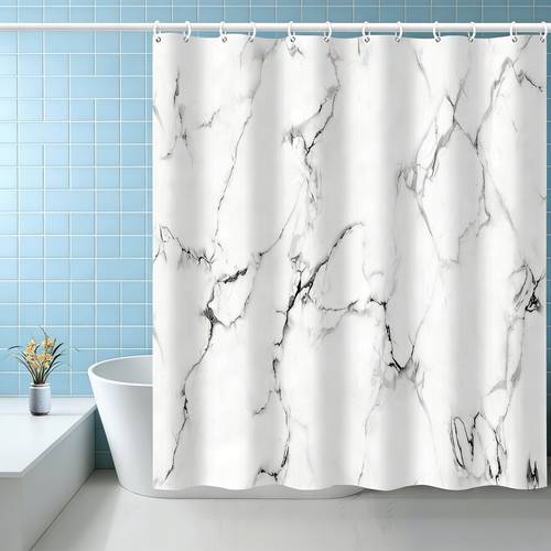 1 zware stof badkamer douchegordijn verzwaard 100%, wasmachinebestendig, gordijn voor ramen, badkameraccessoires, 72 x 72 inch (grijs marmer)