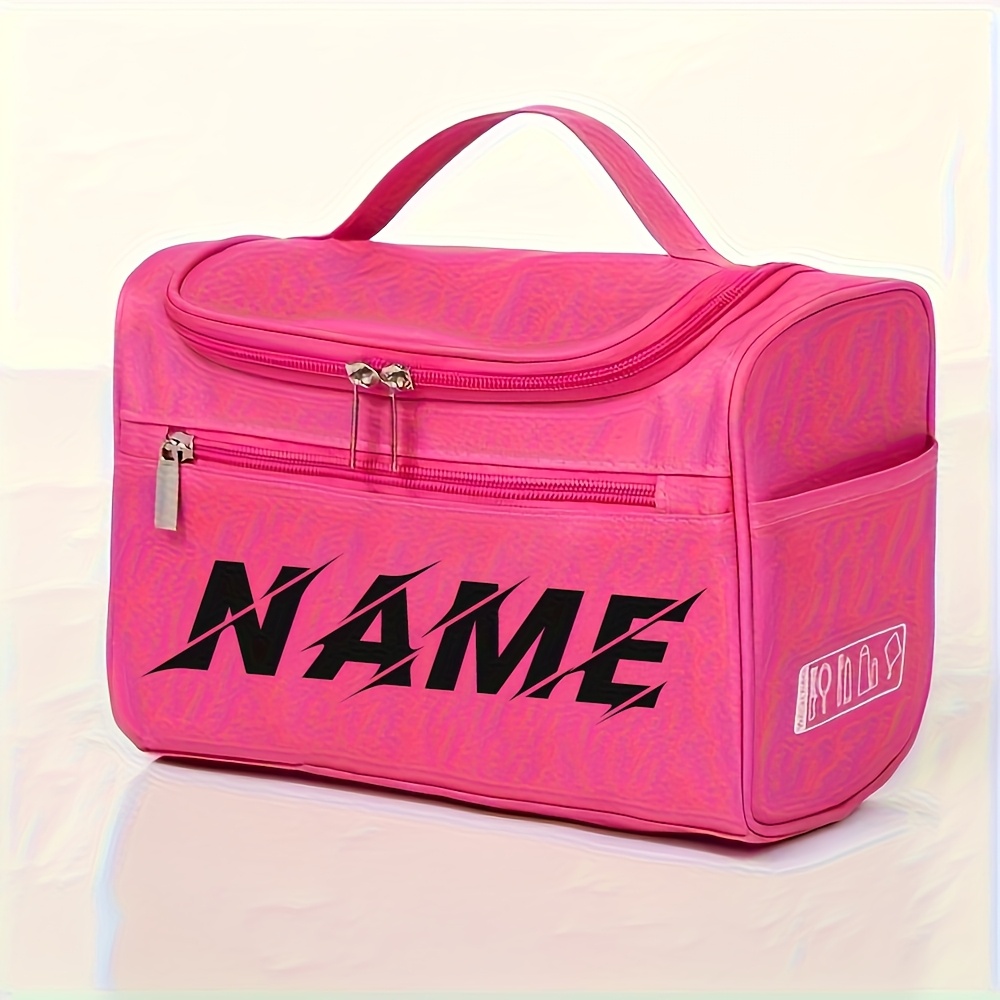 TEMU Customize A Personalized Name With A Hook, Featuring Wash Bag For Travel That's Portable And Easy To Carry, Equipped With A Zipper And A Handle.