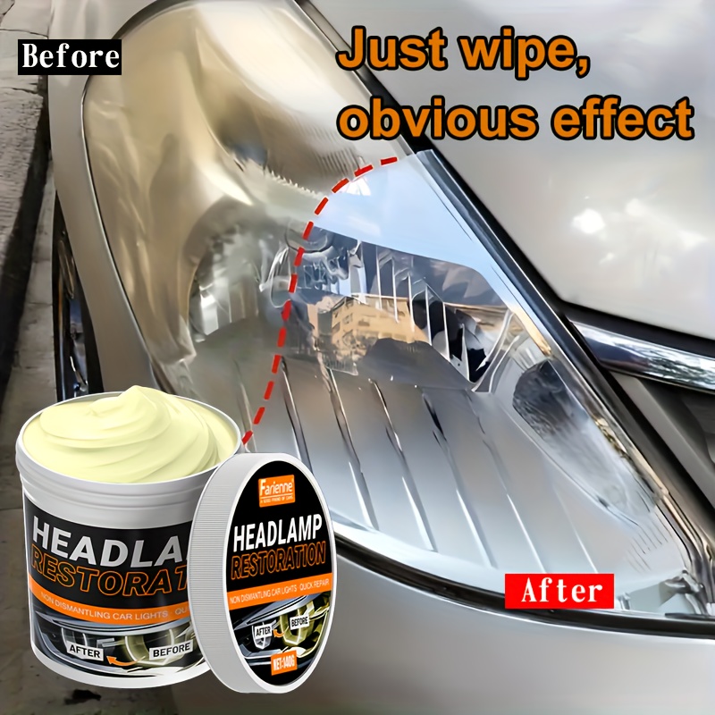 Universal Headlight Restoration Paste 140g Kit for Automotive Headlamp Polishing, Waxing, and Scratch Removal