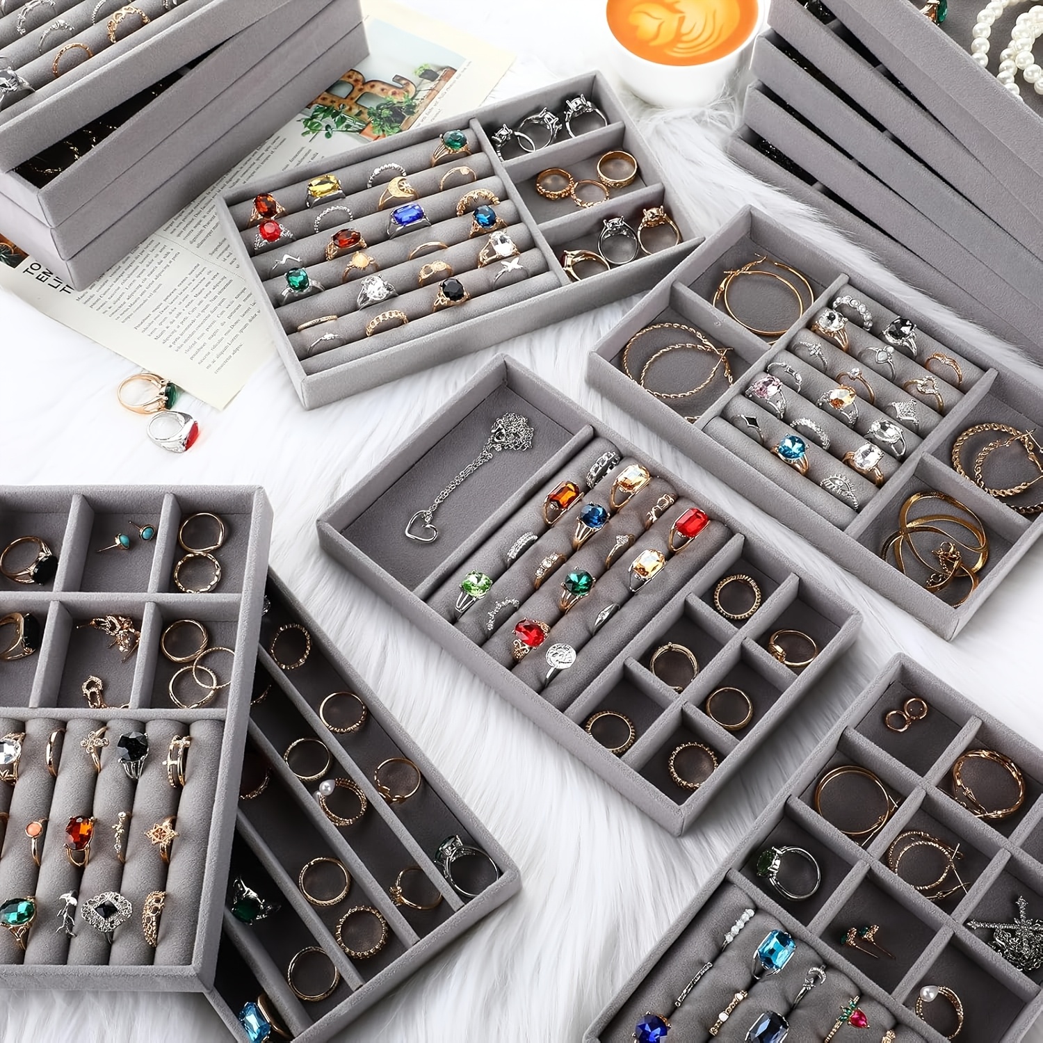 Stackable Jewelry Storage Boxes for Organising Accessories
