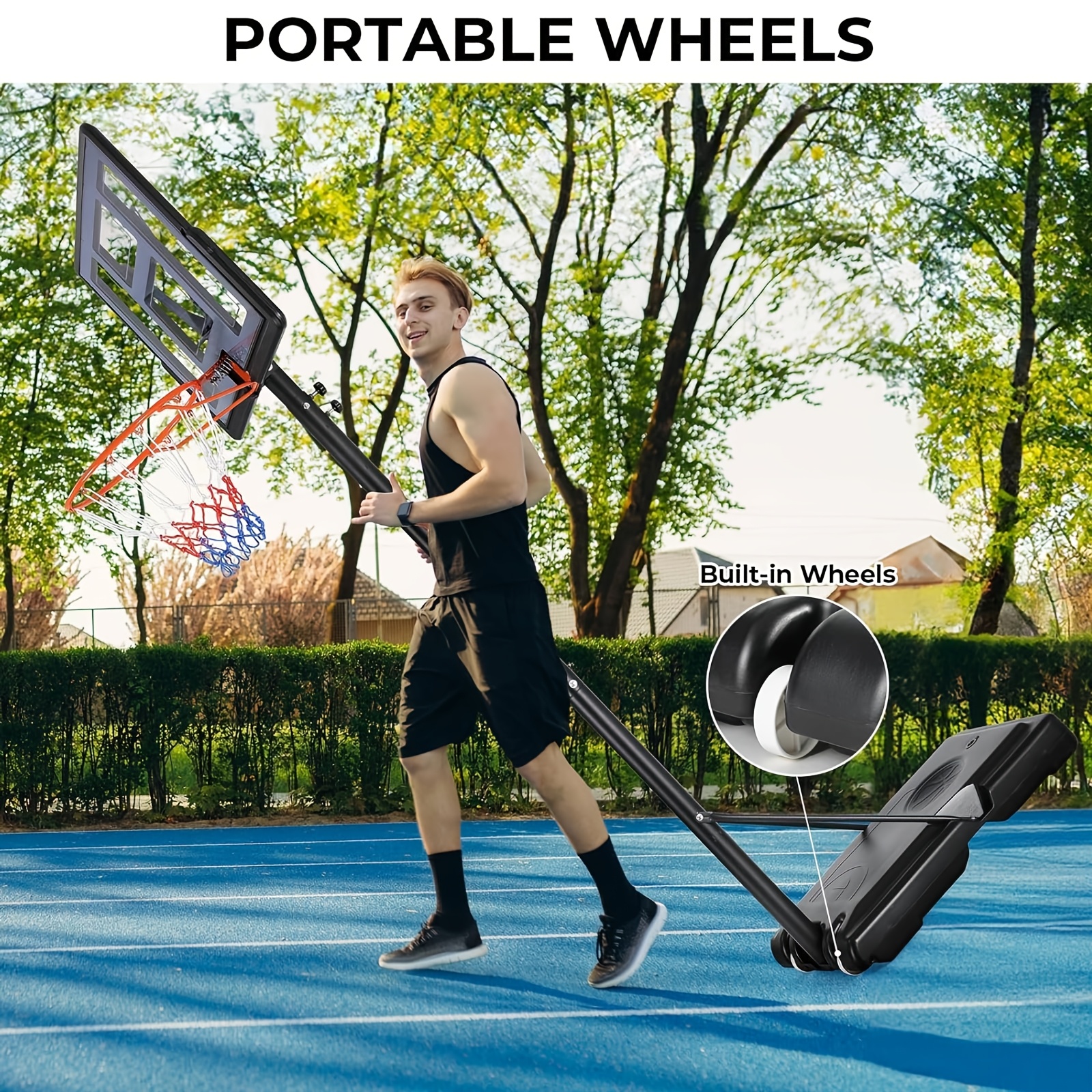 Mobile Basketball Stand with Adjustable Height