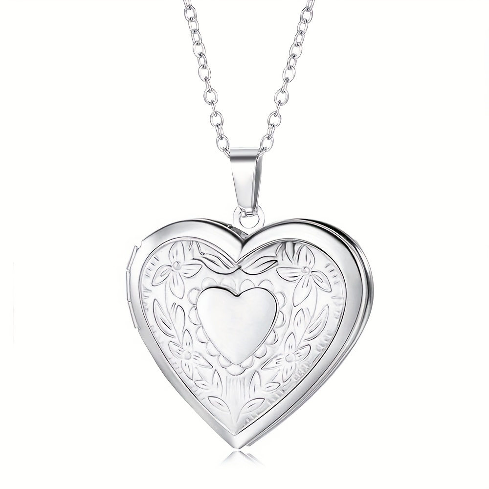 TEMU Custom Photo Necklace - Heart-shaped Openable Photo Box Pendant, Stainless Steel Personalized Jewelry Gift For Wife, Family, Woman, Friend -