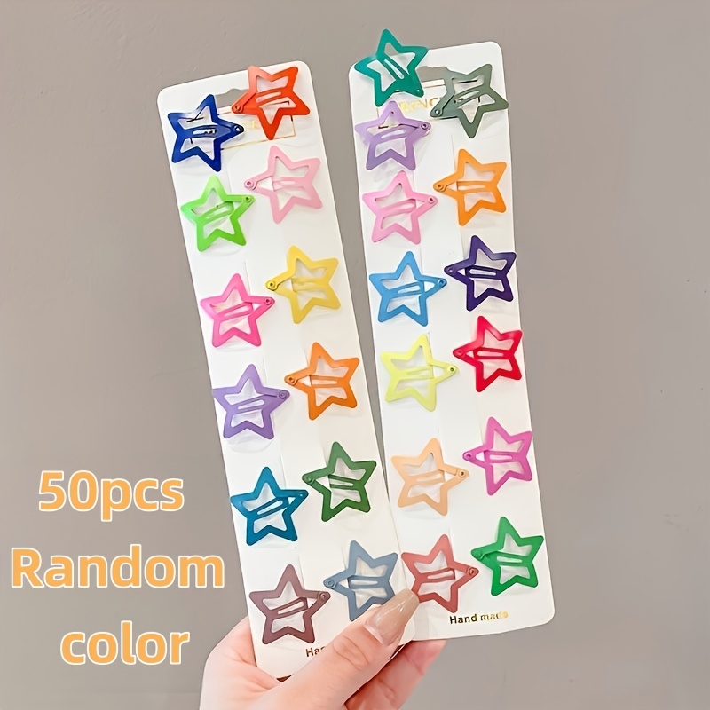 TEMU 50pcs Dopamine Colorful And Heart Hair Clips, Girly Bangs Clips For Forehead Flyaways, Cute Bb Clips, Random Colors
