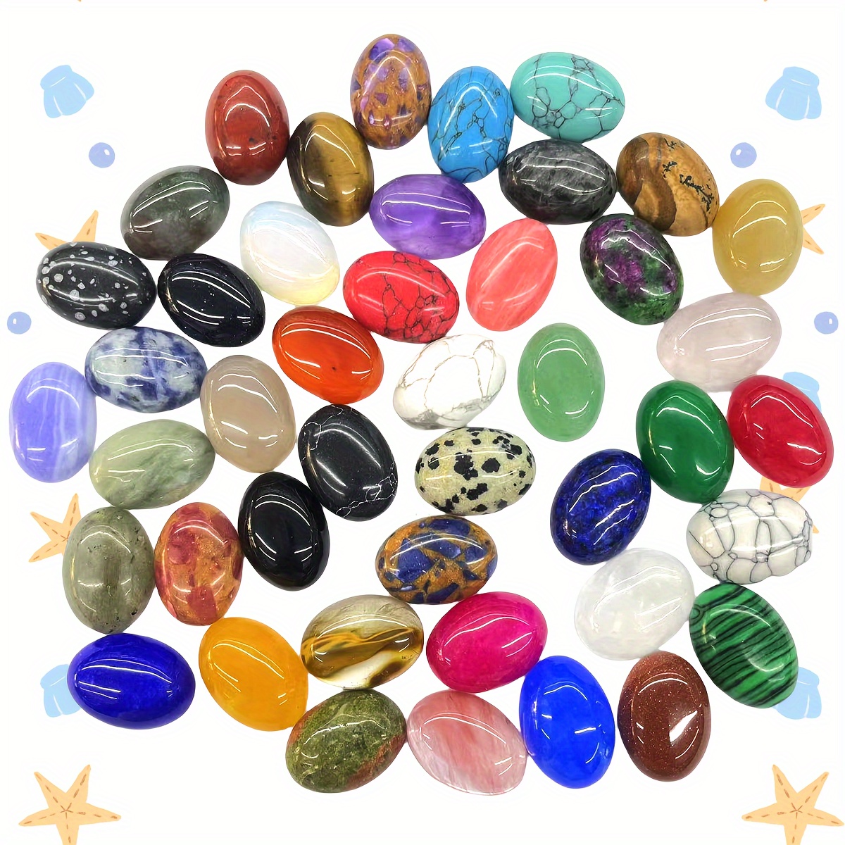 

Natural Stone Cabochons 13x18mm - Assorted Gemstone Charms For Jewelry Making, Diy Crystal Agate Pendants, Earrings, And Ring Crafting Supplies, Mixed Colors - Pack Of Multiple Quantities