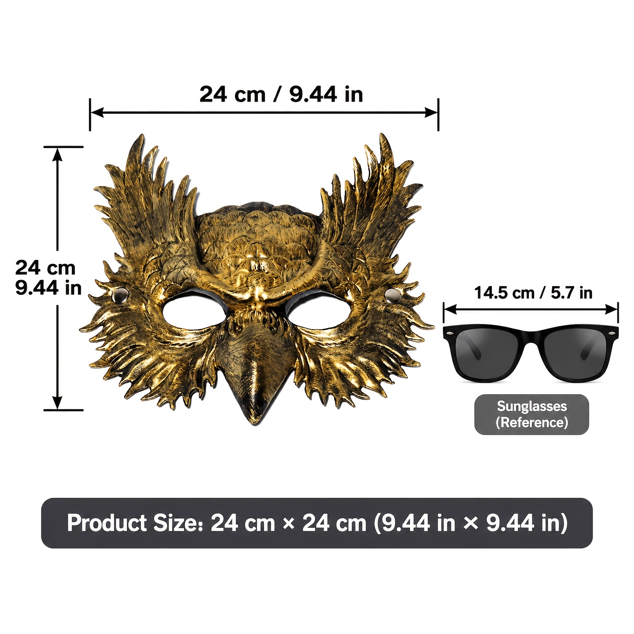Golden Silvery Halloween Owl Half Face Masks Set