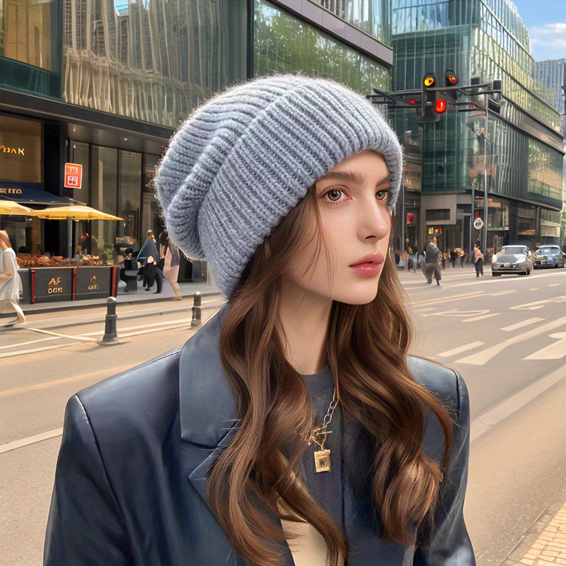 

2024 New Autumn And Winter Knitted Hat Warm And Loose Fashion Cap Women's Big Head Pile Heap Cap