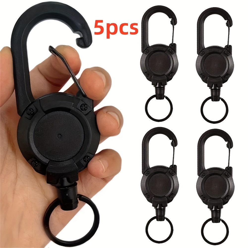 5pcs Heavy-duty , Abs Steel Clip Chain With Clip, Black, Organizer, Suitable For Keys And Accessories