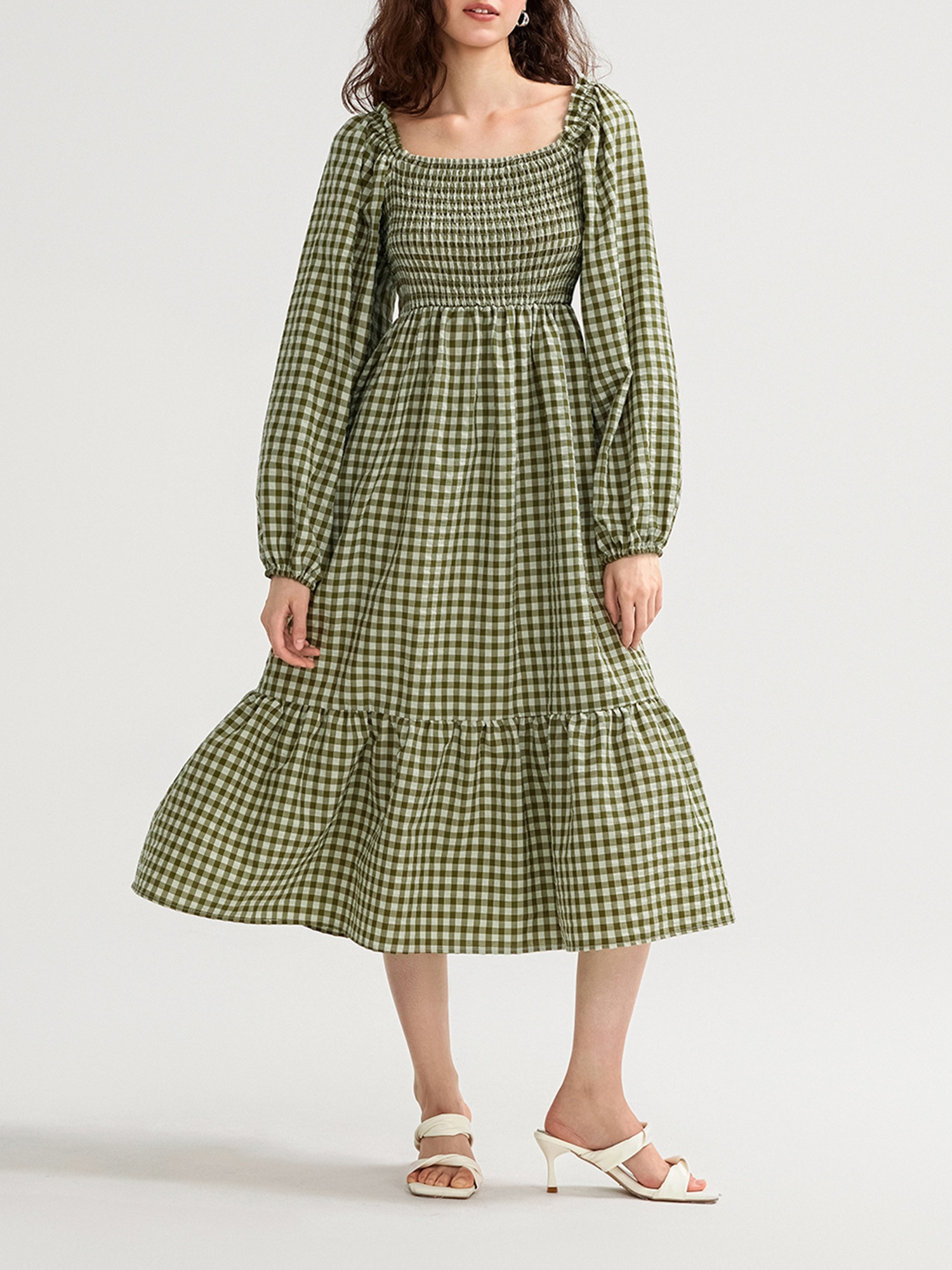 plaid fitted maternity dress HATCH Collection The Magnolia Dress in Madras Plaid main image 0