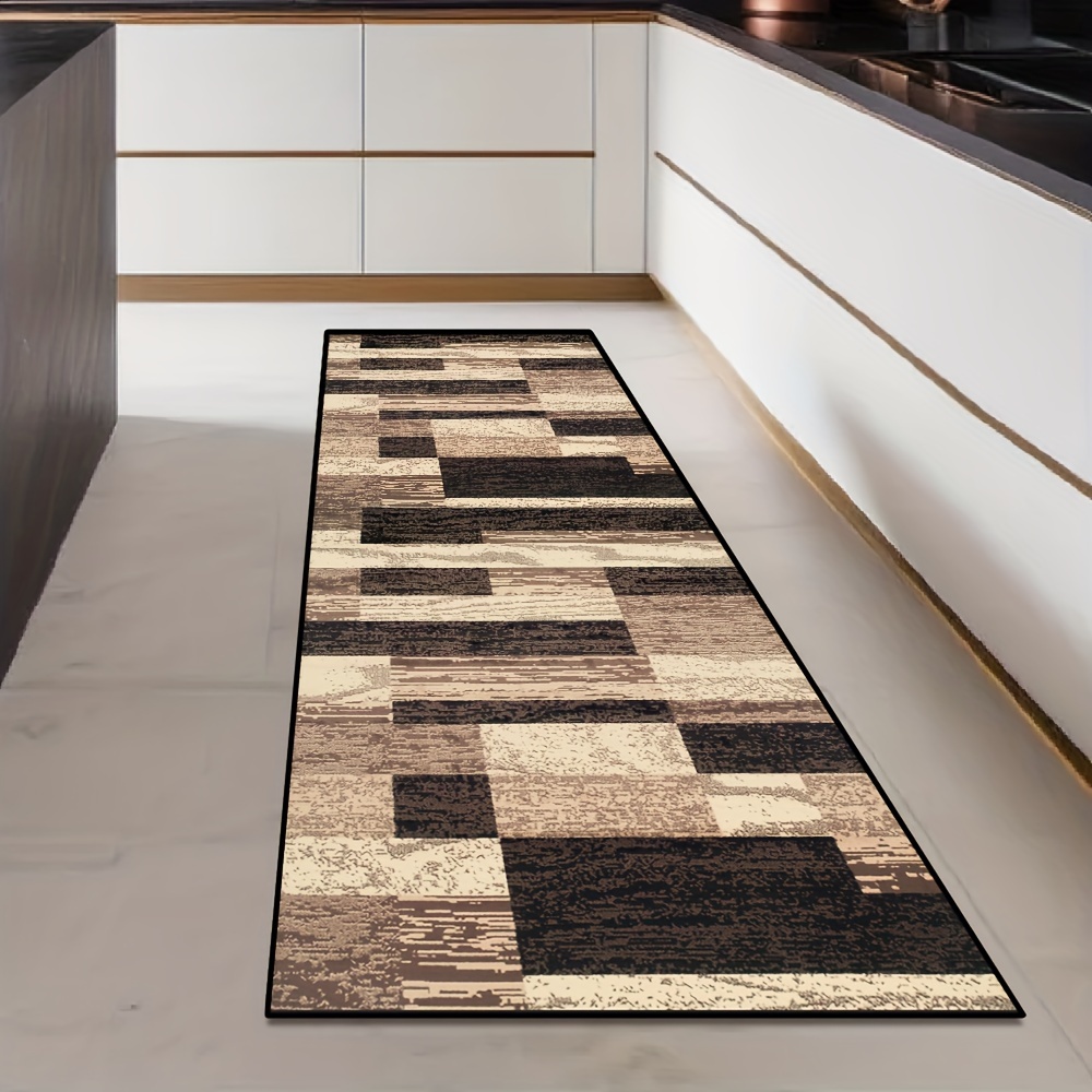 Image of Golden Diamond Velvet 1pc Modern Carpet, Geometric Kitchen Rugs, Outdoor Staircase Long Mat, Machine Washable Balcony And Aisle Rug, Coffee Shop Decorative Rugs, Bathroom Accessories