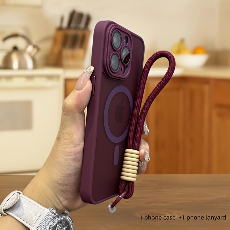 TEMU Coque de téléphone - (1 coque de téléphone et 1 cordon de coque de téléphone) Nouvelle , finition mate, Apple 16, coque magnétique pour nouveau