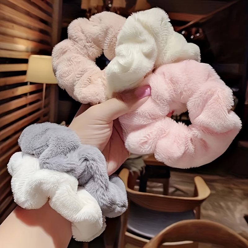 

8pcs Plush Scrunchie Set - Soft, Gentle Hair Ties For Autumn & Winter | Cute & | Solid Color Hair Accessories