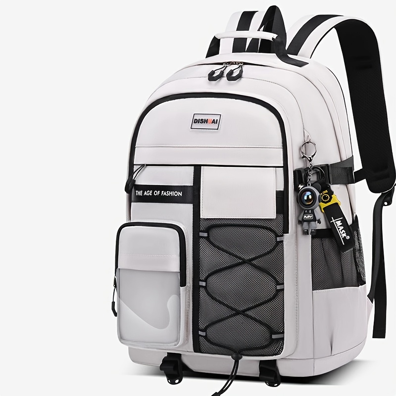 [Nylon Casual Backpack] Durable Nylon Casual Backpack - Large Capacity, Spine Protection, Zipper Closure - Hand Wash, for High School Middle School