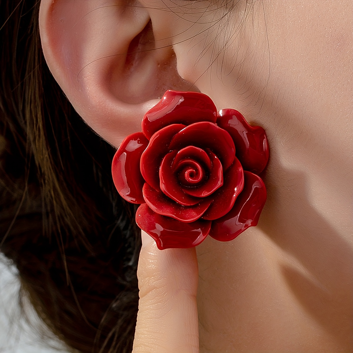 1 Pair Valentine's Day Elegant Sweet Acrylic Rose Earrings Women's Holiday Birthday Date Prom Party Vacation Shopping Daily Additions