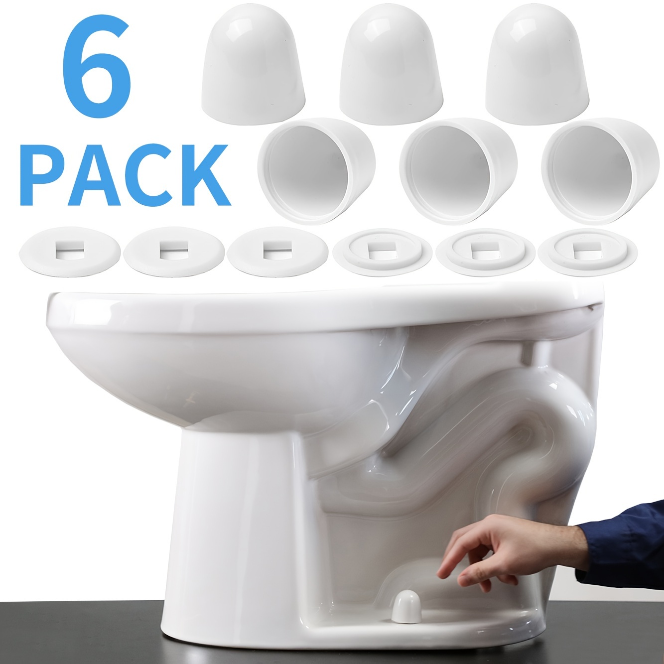 

Universal Toilet Nut Cover, Round Plastic Push-in Toilet Nut Cover, With Extra Gasket For , 1.43 Inches High, White