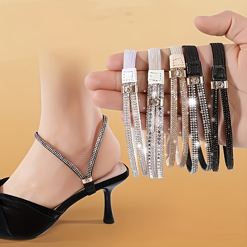 Pair Detachable *-Embellished Anti-Slip Self-* Heel Straps Romantic  Sparkling Ankle Straps for High Heels, Hand Washable Non-Slip Shoe  Accessories