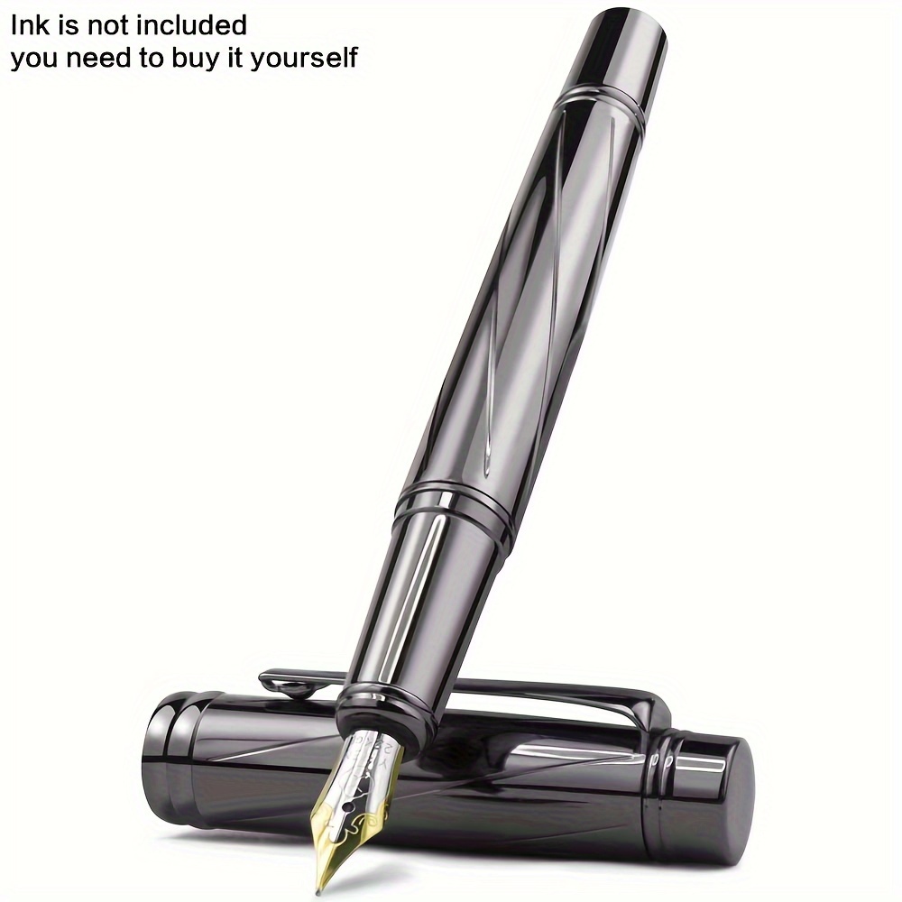 

Stonego Deluxe Black Fountain Pen With Medium Nib - Sleek Metallic , Twist-on Converter For Easy Ink - Calligraphy, Journaling & , , Gift-ready (ink Not Included)