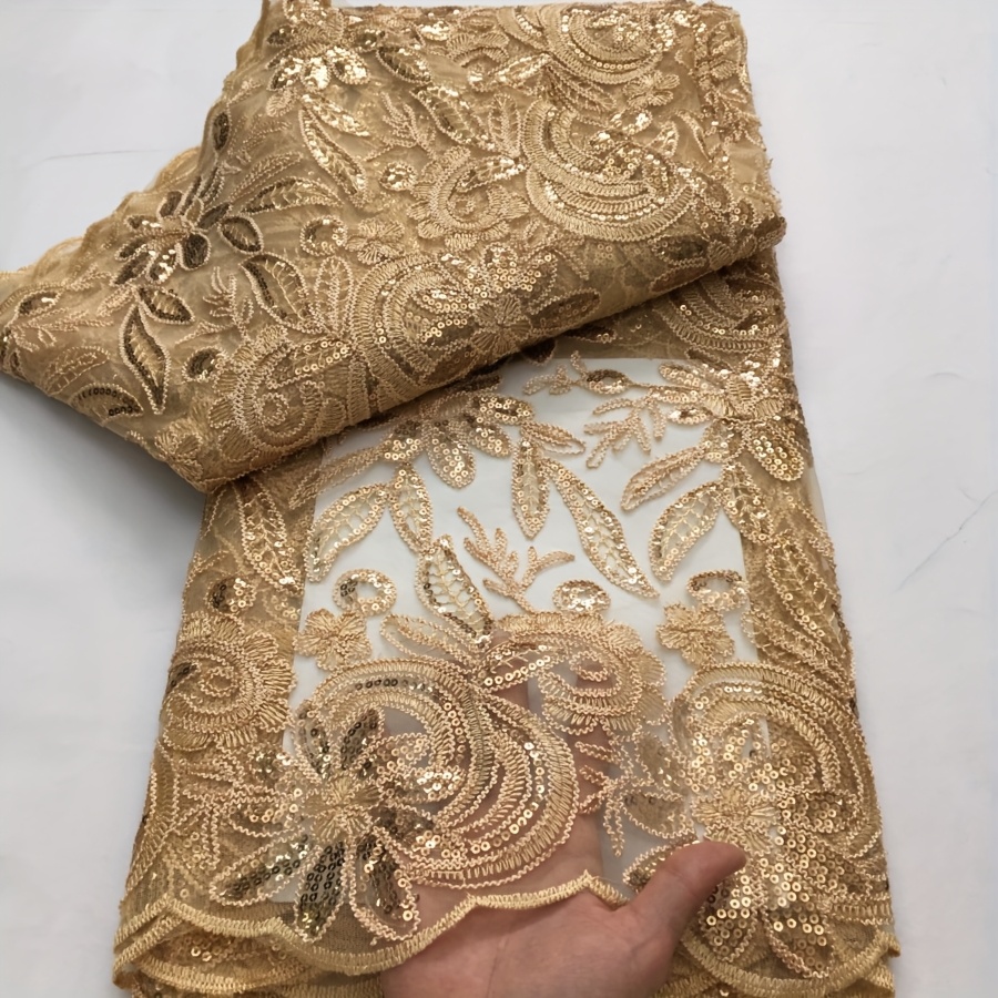 1pc 5yards african mesh lace fabric sequins newest design - Temu Mexico