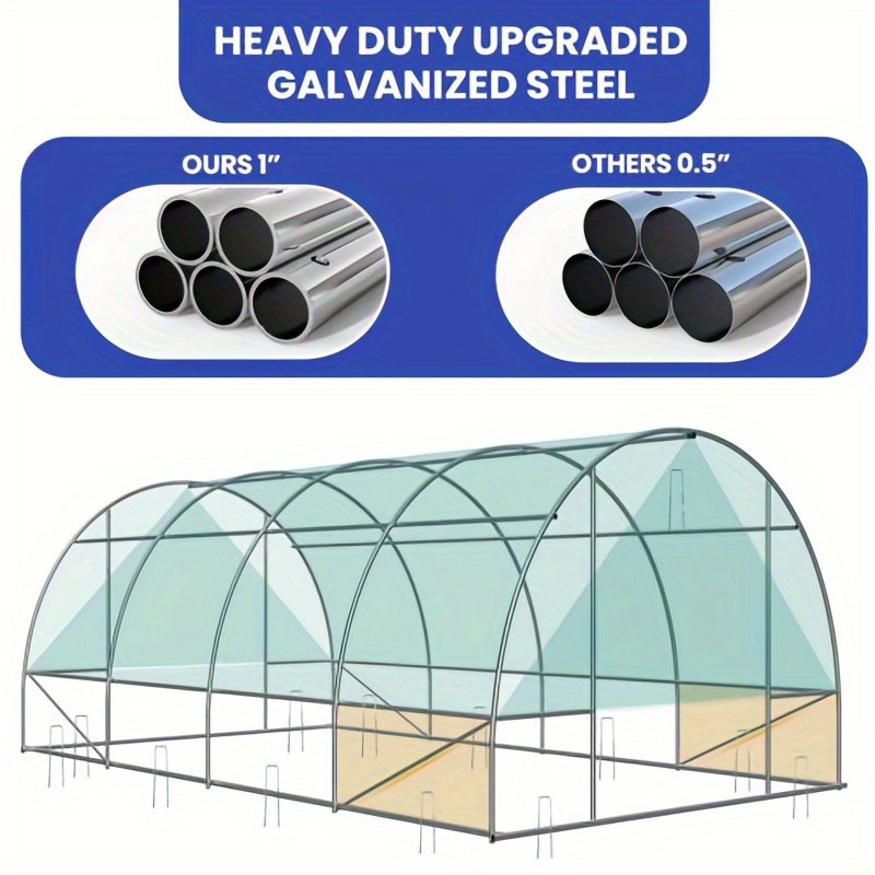 

Cozrex 13x8x6. 6ft Greenhouses Large Walk- In Green House Heavy Duty Tunnel Green Houses Outdoor Portable Plant Gardening Upgraded Galvanized Steel Frame Zipper Doors 5 Crossbars Garden