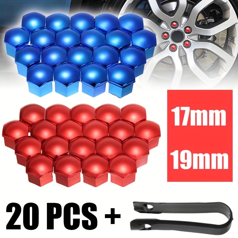 

20-piece Fit Blue/red Electroplated Car Wheel Caps - Durable Pp Tire Valve Dust Covers & Decorative Screw Caps Valve Stem Caps For Cars Car Tire Valve Caps